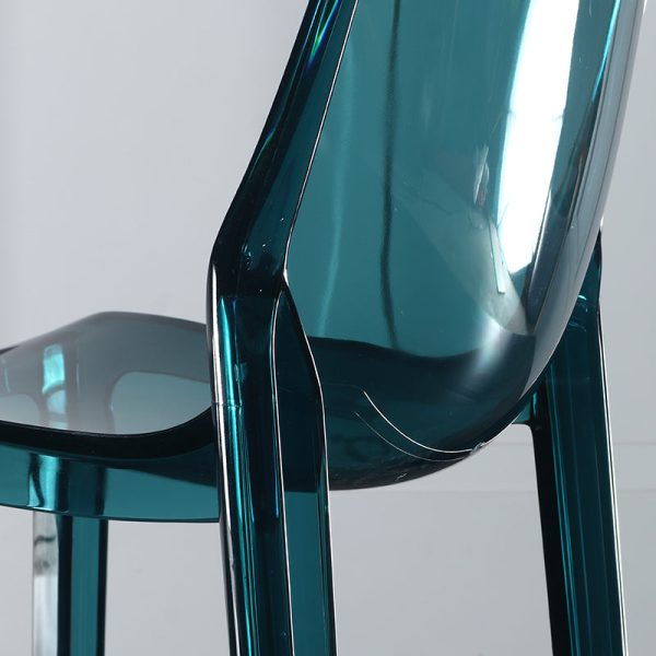 Contemporary Scandinavian Square Curved Acrylic Backrest Bar Stool For Dining Room - Image 7