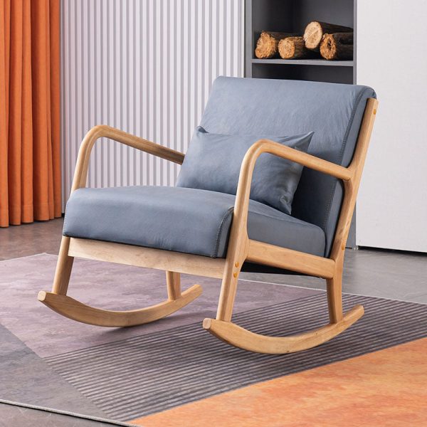 Modern Minimalist Square Shake Bend Tech Fabric Solid Wood Accent Chair Backrest Armrest For Living Room - Image 11
