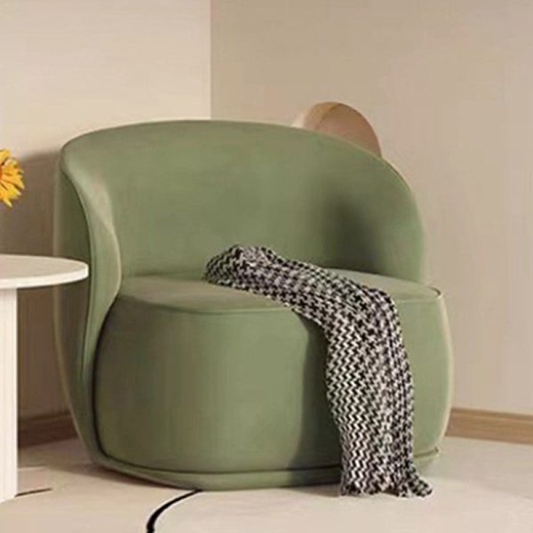 Contemporary Creative Curved Square Velvet Solid Wood Accent Chair Backrest For Living Room - Image 10