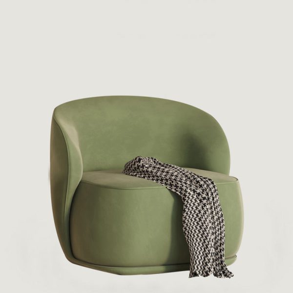 Contemporary Creative Curved Square Velvet Solid Wood Accent Chair Backrest For Living Room - Image 6