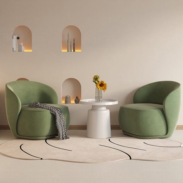 Contemporary Creative Curved Square Velvet Solid Wood Accent Chair Backrest For Living Room - Image 12