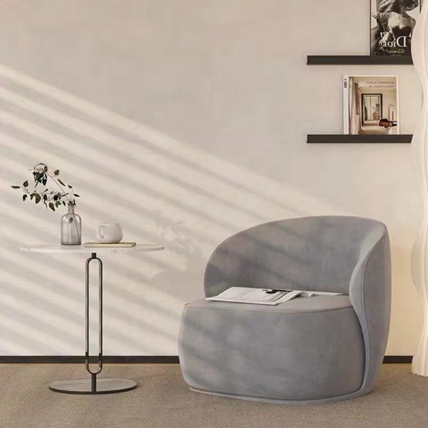 Contemporary Creative Curved Square Velvet Solid Wood Accent Chair Backrest For Living Room - Image 14
