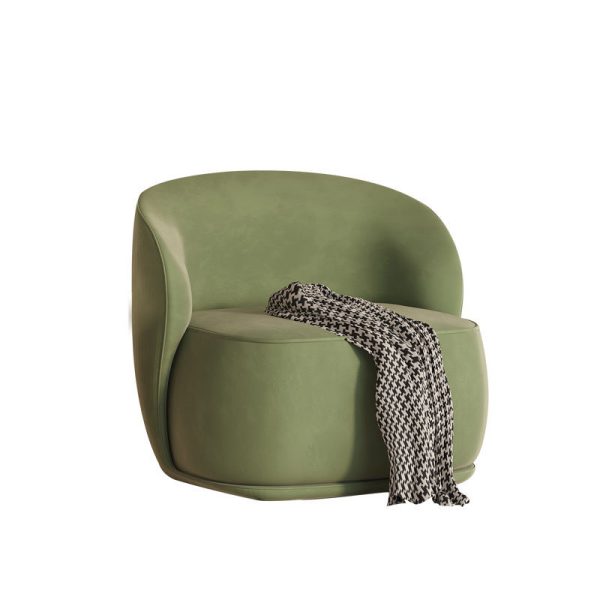 Contemporary Creative Curved Square Velvet Solid Wood Accent Chair Backrest For Living Room - Image 19