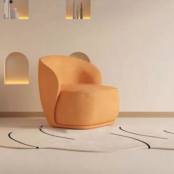Contemporary Creative Curved Square Velvet Solid Wood Accent Chair Backrest For Living Room - Image 7