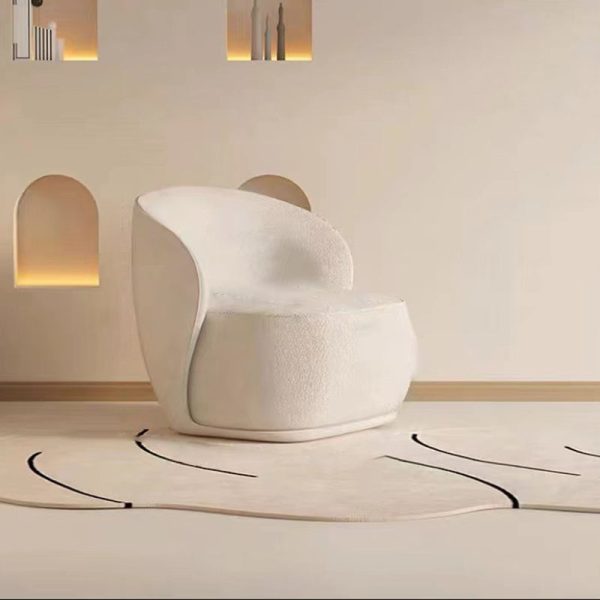 Contemporary Creative Curved Square Velvet Solid Wood Accent Chair Backrest For Living Room - Image 17