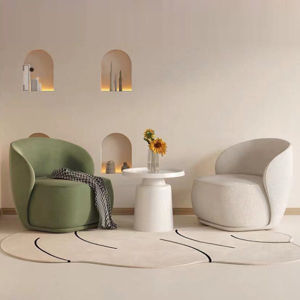 Contemporary Creative Curved Square Velvet Solid Wood Accent Chair Backrest For Living Room - Image 18