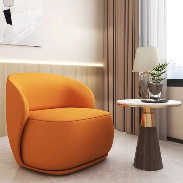 Contemporary Creative Curved Square Velvet Solid Wood Accent Chair Backrest For Living Room - Image 3
