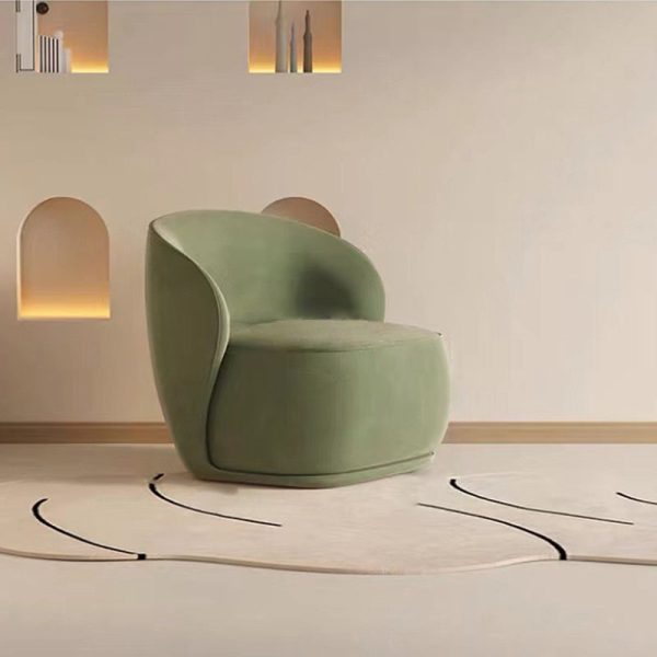 Contemporary Creative Curved Square Velvet Solid Wood Accent Chair Backrest For Living Room - Image 8