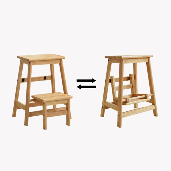 Modern Minimalist Folding Square Trapezoid Solid Wood Shoe Stool For Living Room - Image 14