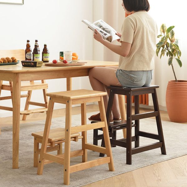 Modern Minimalist Folding Square Trapezoid Solid Wood Shoe Stool For Living Room - Image 2