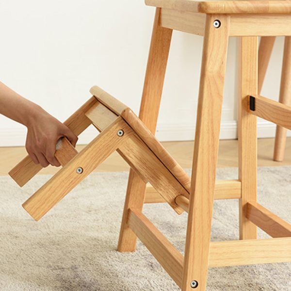 Modern Minimalist Folding Square Trapezoid Solid Wood Shoe Stool For Living Room - Image 7