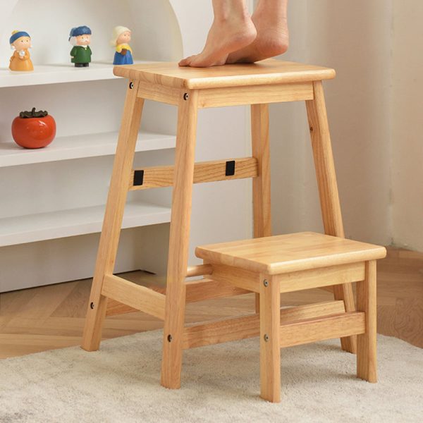 Modern Minimalist Folding Square Trapezoid Solid Wood Shoe Stool For Living Room - Image 3