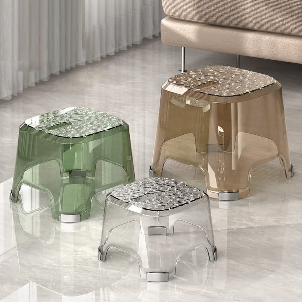 Modern Minimalist Anti-slip Square Corner PP Low Stool For Living Room - Image 2