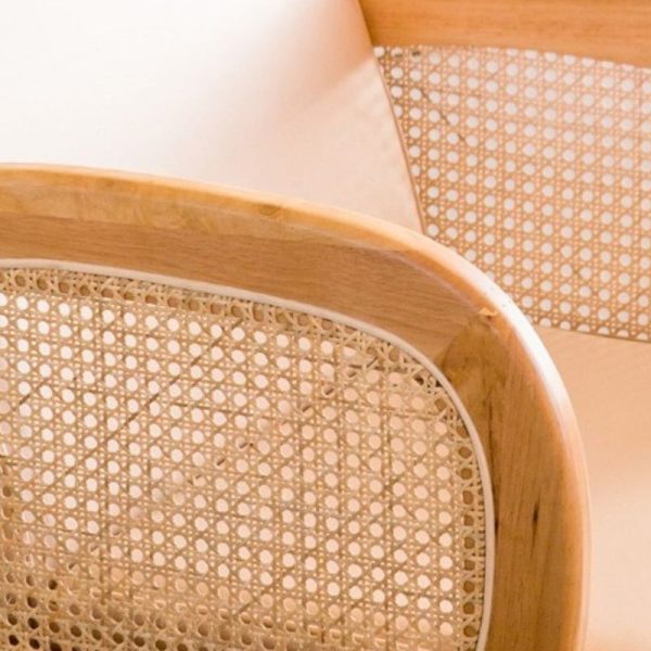 Modern Minimalist Half Round Curved Square Tech Fabric Leather Sisal Oak Accent Chair Backrest Armrest For Living Room - Image 5