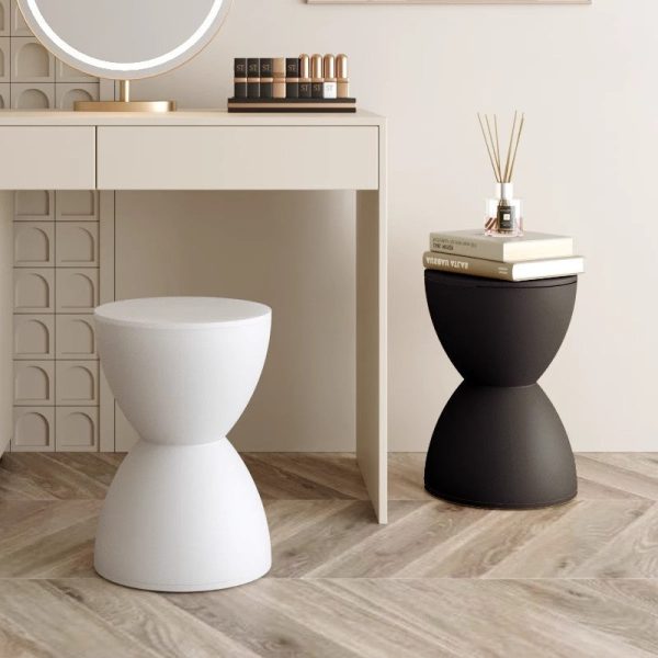 Modern Minimalist Hourglass Shape Round Plastic Chair Backless For Living Room - Image 3
