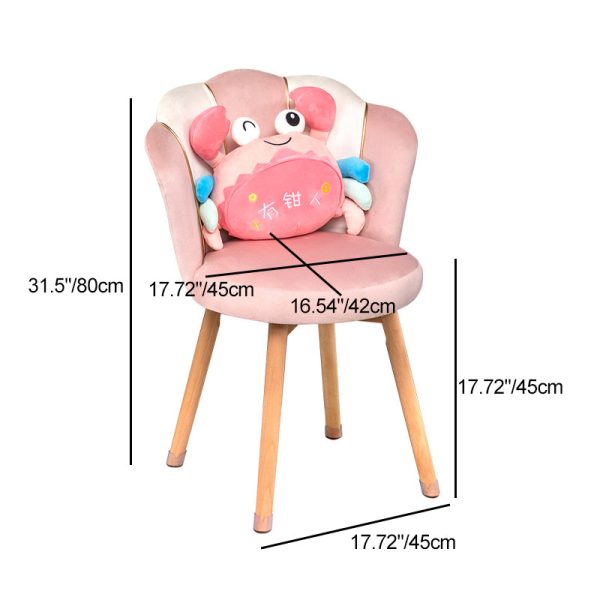 Modern Art Deco Petals Round Tech Fabric Solid Wood Vanity Chair Backrest For Bedroom - Image 4