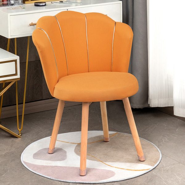 Modern Art Deco Petals Round Tech Fabric Solid Wood Vanity Chair Backrest For Bedroom - Image 2