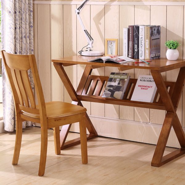 Traditional Chinese Square Parallel Solid Wood Dining Chair Backrest Armless For Dining Room - Image 2