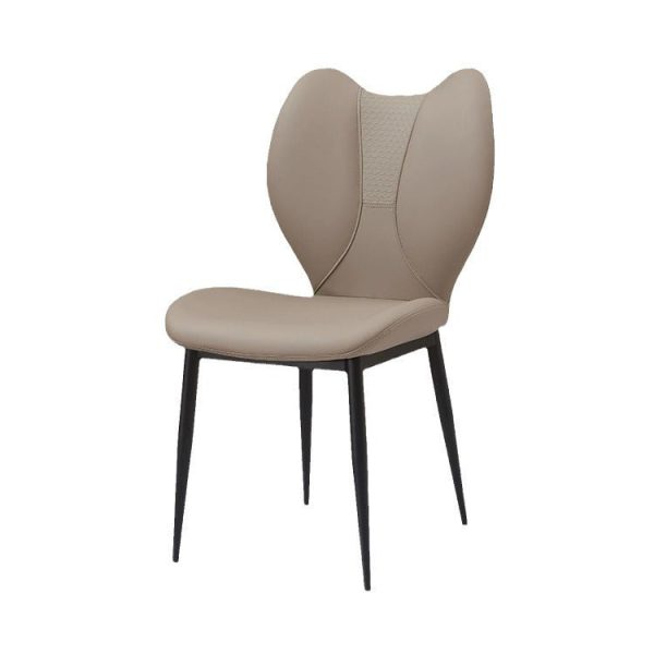 Contemporary Scandinavian Curved Arc Square Leather Metal Dining Chair Backrest Armless For Dining Room - Image 12