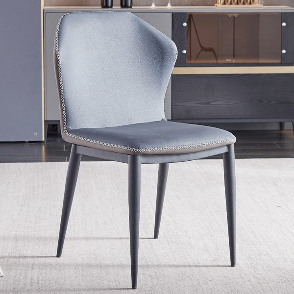 Contemporary Scandinavian Square Curved Leather Carbon Steel Dining Chair Backrest Armless For Dining Room - Image 13