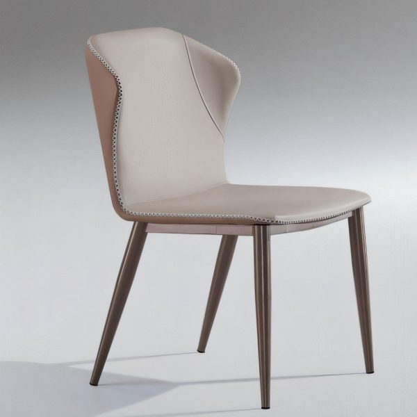 Contemporary Scandinavian Square Curved Leather Carbon Steel Dining Chair Backrest Armless For Dining Room - Image 14
