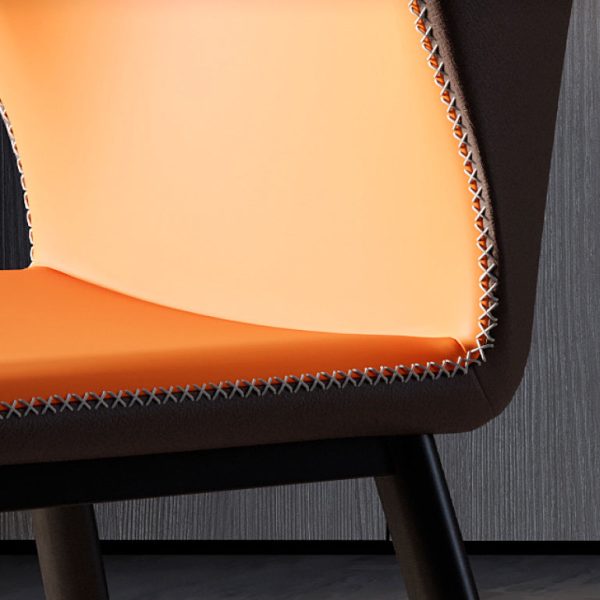 Contemporary Scandinavian Square Curved Leather Carbon Steel Dining Chair Backrest Armless For Dining Room - Image 6