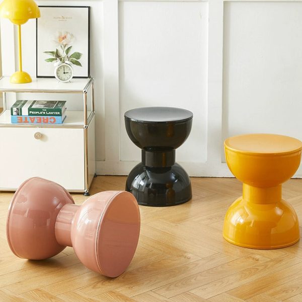 Contemporary Scandinavian Half Round Barbell Shape PVC Plastic Low Stool For Living Room - Image 10