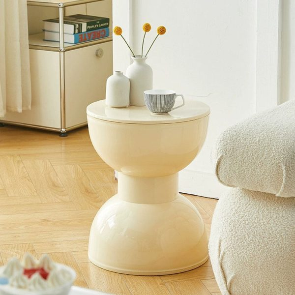 Contemporary Scandinavian Half Round Barbell Shape PVC Plastic Low Stool For Living Room - Image 14