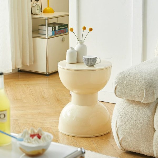 Contemporary Scandinavian Half Round Barbell Shape PVC Plastic Low Stool For Living Room - Image 15