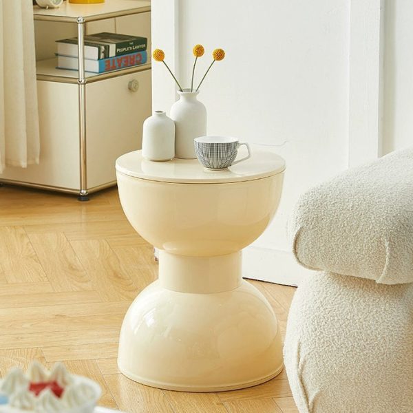 Contemporary Scandinavian Half Round Barbell Shape PVC Plastic Low Stool For Living Room - Image 17