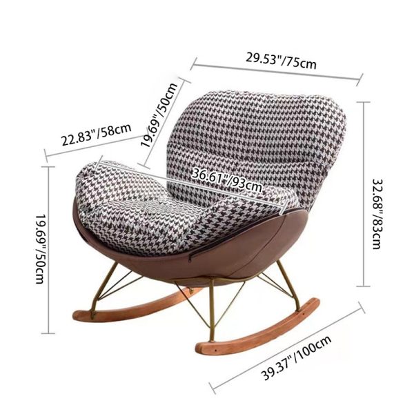 Contemporary Scandinavian Arc Swing Square Cotton Linen Velvet Tech Fabric Solid Wood Accent Chair Backrest Armless For Living Room - Image 4