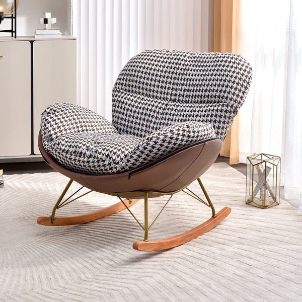 Contemporary Scandinavian Arc Swing Square Cotton Linen Velvet Tech Fabric Solid Wood Accent Chair Backrest Armless For Living Room - Image 3