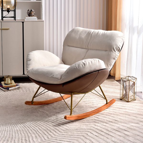 Contemporary Scandinavian Arc Swing Square Cotton Linen Velvet Tech Fabric Solid Wood Accent Chair Backrest Armless For Living Room - Image 8