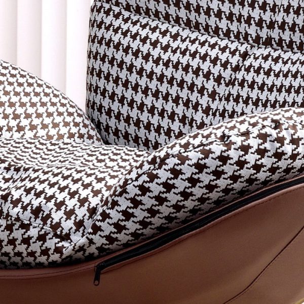 Contemporary Scandinavian Arc Swing Square Cotton Linen Velvet Tech Fabric Solid Wood Accent Chair Backrest Armless For Living Room - Image 6