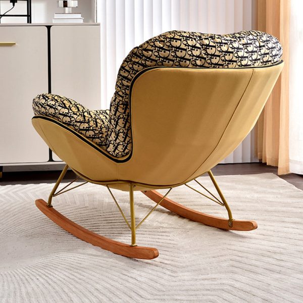 Contemporary Scandinavian Arc Swing Square Cotton Linen Velvet Tech Fabric Solid Wood Accent Chair Backrest Armless For Living Room - Image 7