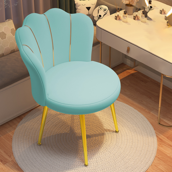 Contemporary Scandinavian Velvet Iron Sponge Latex Round Shell Vanity Stool Backrest For Bedroom - Image 9