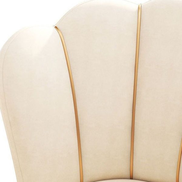 Contemporary Scandinavian Velvet Iron Sponge Latex Round Shell Vanity Stool Backrest For Bedroom - Image 7