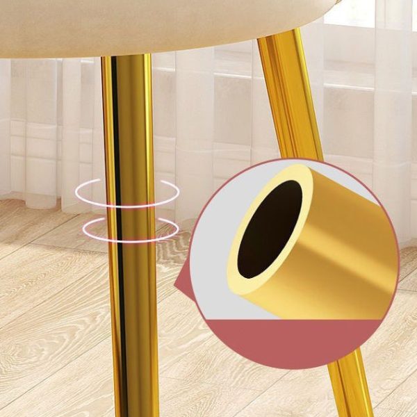 Contemporary Scandinavian Velvet Iron Sponge Latex Round Shell Vanity Stool Backrest For Bedroom - Image 8