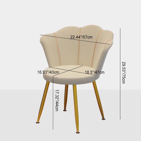Contemporary Scandinavian Velvet Iron Sponge Latex Round Shell Vanity Stool Backrest For Bedroom - Image 6