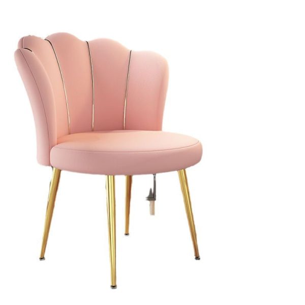 Contemporary Scandinavian Velvet Iron Sponge Latex Round Shell Vanity Stool Backrest For Bedroom - Image 21