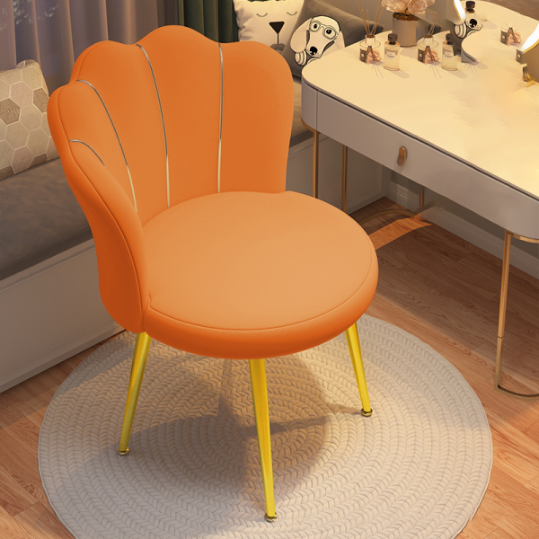 Contemporary Scandinavian Velvet Iron Sponge Latex Round Shell Vanity Stool Backrest For Bedroom - Image 11