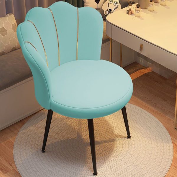 Contemporary Scandinavian Velvet Iron Sponge Latex Round Shell Vanity Stool Backrest For Bedroom - Image 10