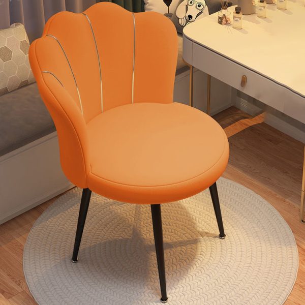 Contemporary Scandinavian Velvet Iron Sponge Latex Round Shell Vanity Stool Backrest For Bedroom - Image 12