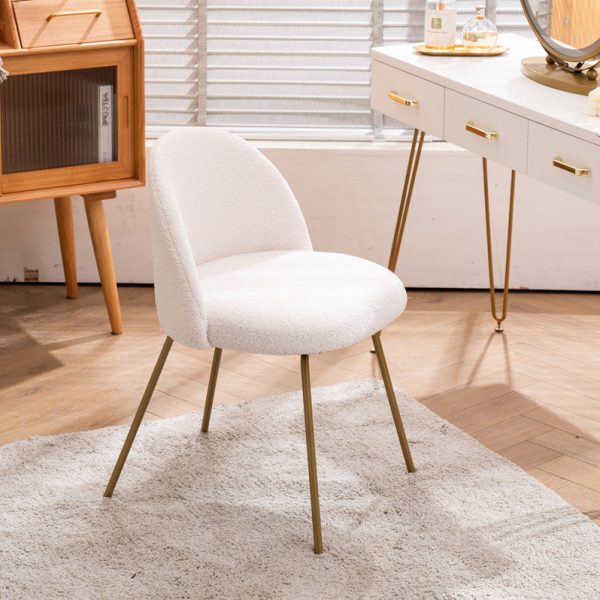 Contemporary Scandinavian Velvet Iron Wood Round Vanity Stool Backrest For Bedroom - Image 23