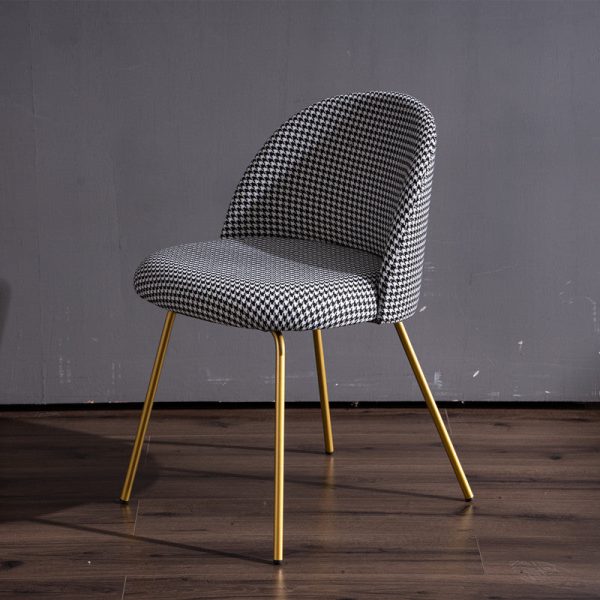 Contemporary Scandinavian Velvet Iron Wood Round Vanity Stool Backrest For Bedroom - Image 26