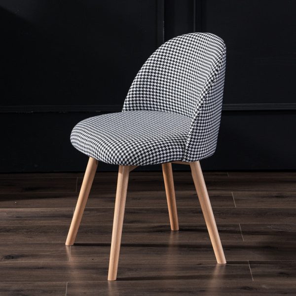 Contemporary Scandinavian Velvet Iron Wood Round Vanity Stool Backrest For Bedroom - Image 27