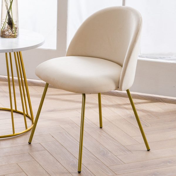 Contemporary Scandinavian Velvet Iron Wood Round Vanity Stool Backrest For Bedroom - Image 19
