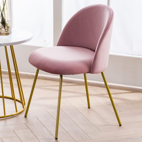 Contemporary Scandinavian Velvet Iron Wood Round Vanity Stool Backrest For Bedroom - Image 18