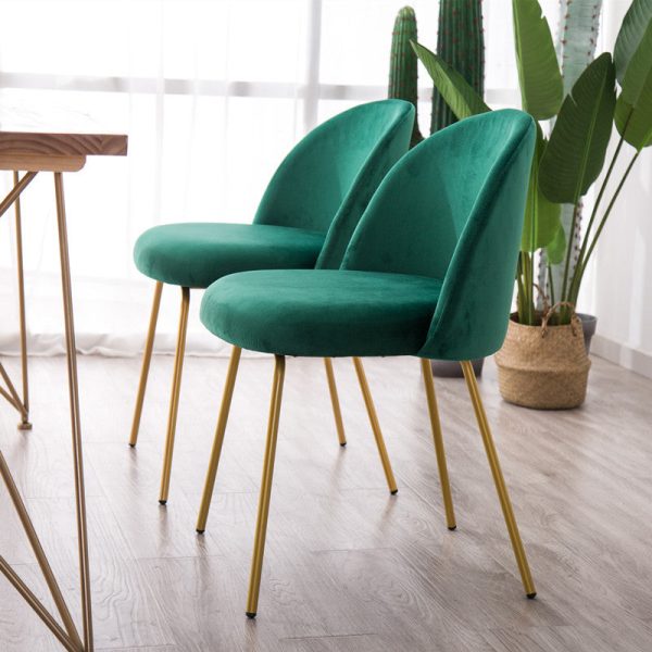 Contemporary Scandinavian Velvet Iron Wood Round Vanity Stool Backrest For Bedroom - Image 13