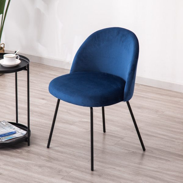 Contemporary Scandinavian Velvet Iron Wood Round Vanity Stool Backrest For Bedroom - Image 5
